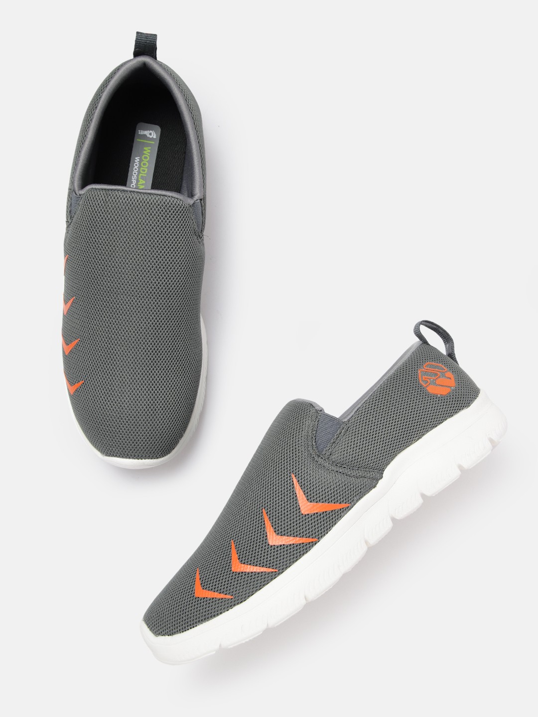 

Woodland Men Grey & Orange Woven Design Slip-On Sneakers