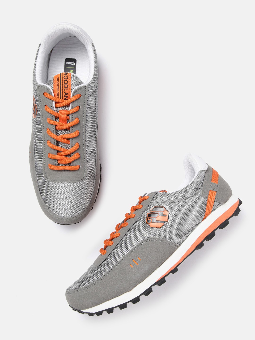 

Woodland Men Grey & Orange Woven Design Sneakers