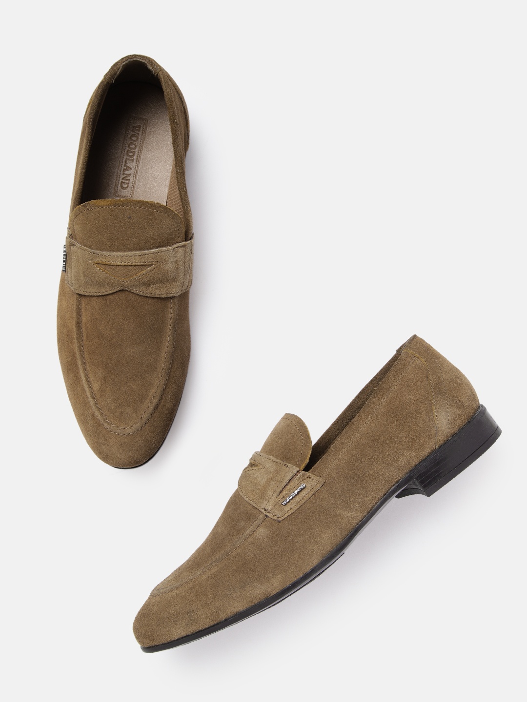 

Woodland Men Camel Brown Leather Penny Loafers