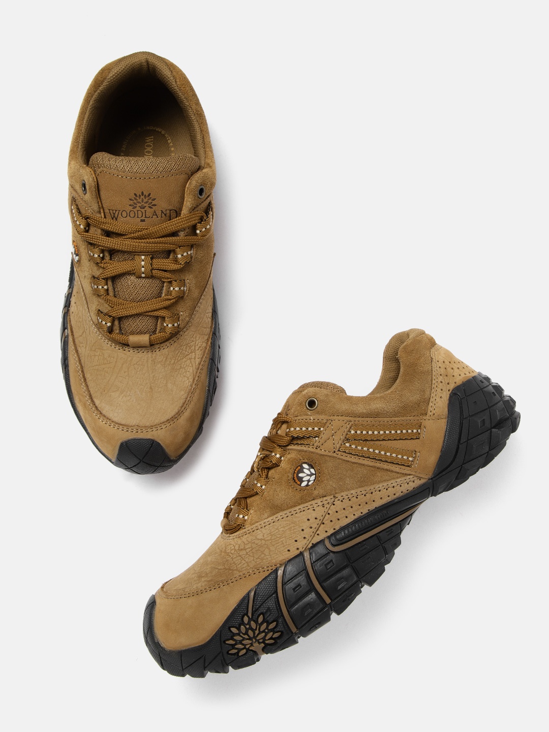 

Woodland Men Camel Brown Solid Leather Sneakers