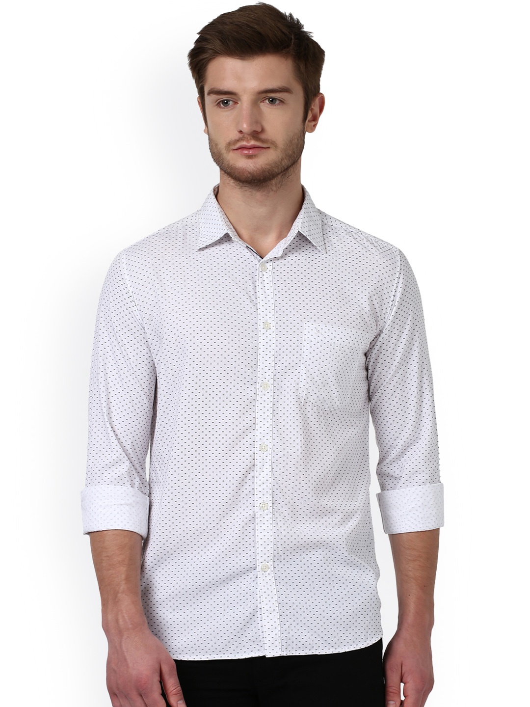 

Parx Men White Smart Slim Fit Printed Casual Shirt