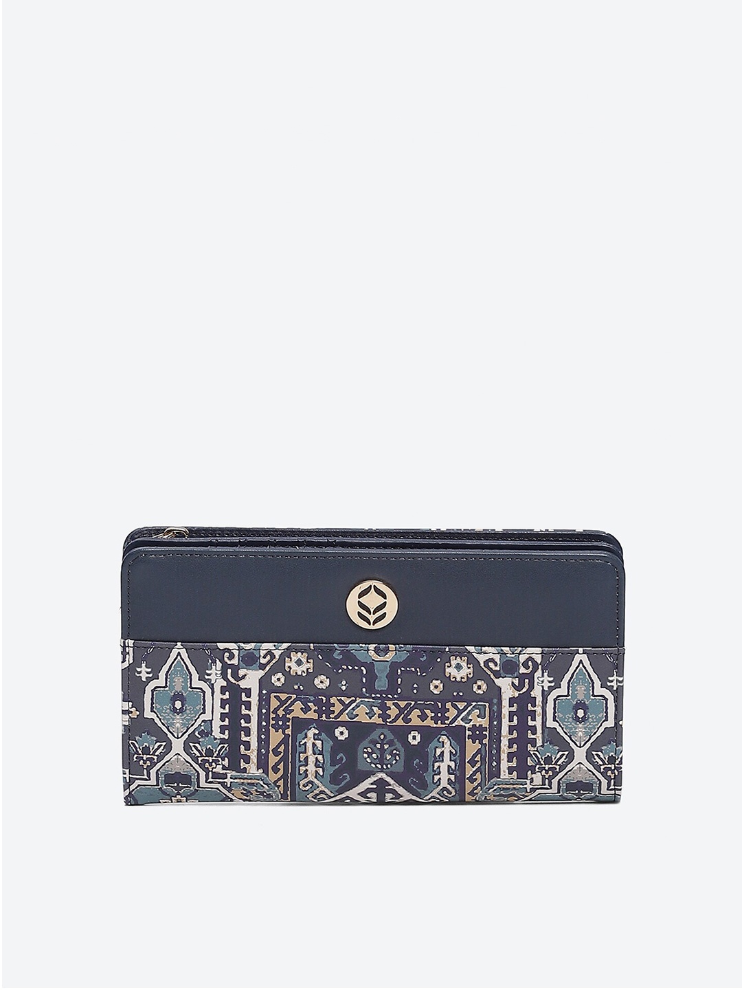 

Biba Women Abstract Printed Zip Around Wallet, Navy blue