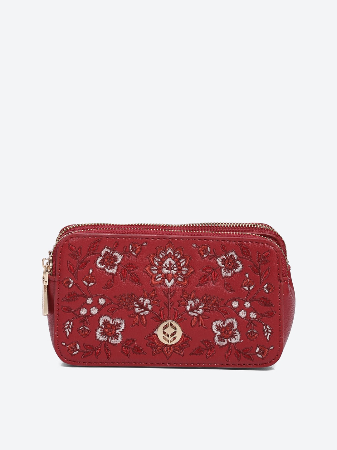 

Biba Floral Embellished PU Structured Sling Bag, Red
