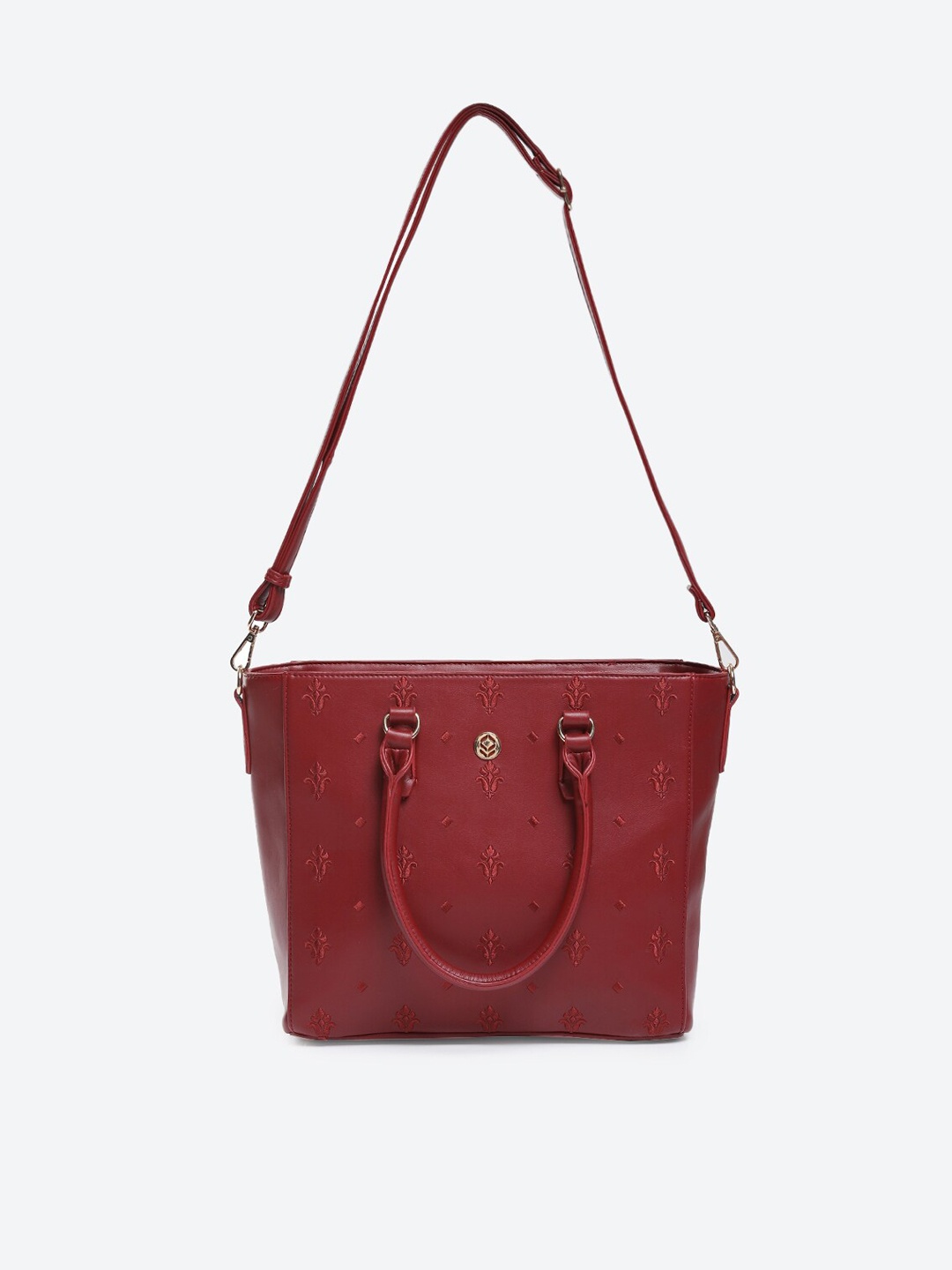 

Biba Floral Embroidered PU Structured Satchel, Red