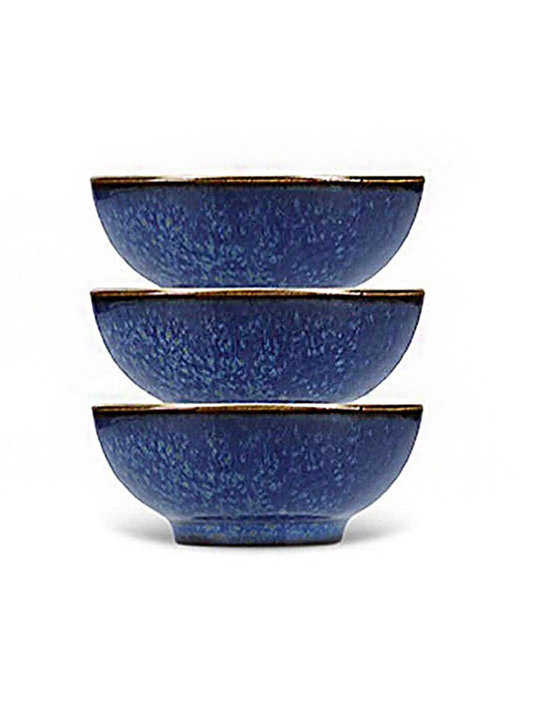

MIKASA Blue Set of 3 Dishwasher & Microwave Safe Textured Porcelain Glossy Bowls