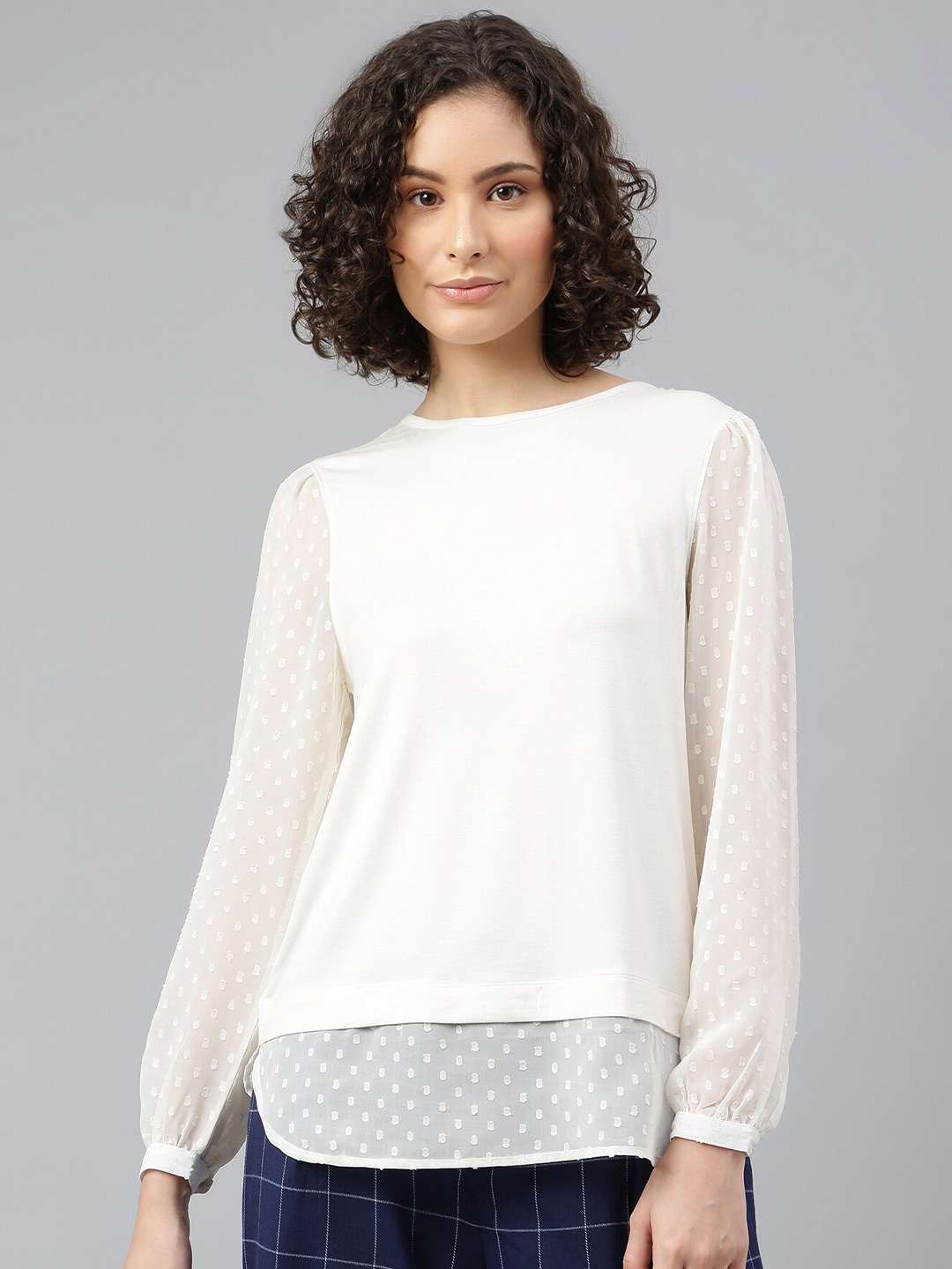 

Beverly Hills Polo Club Women Puff Sleeves T-shirt, Off white