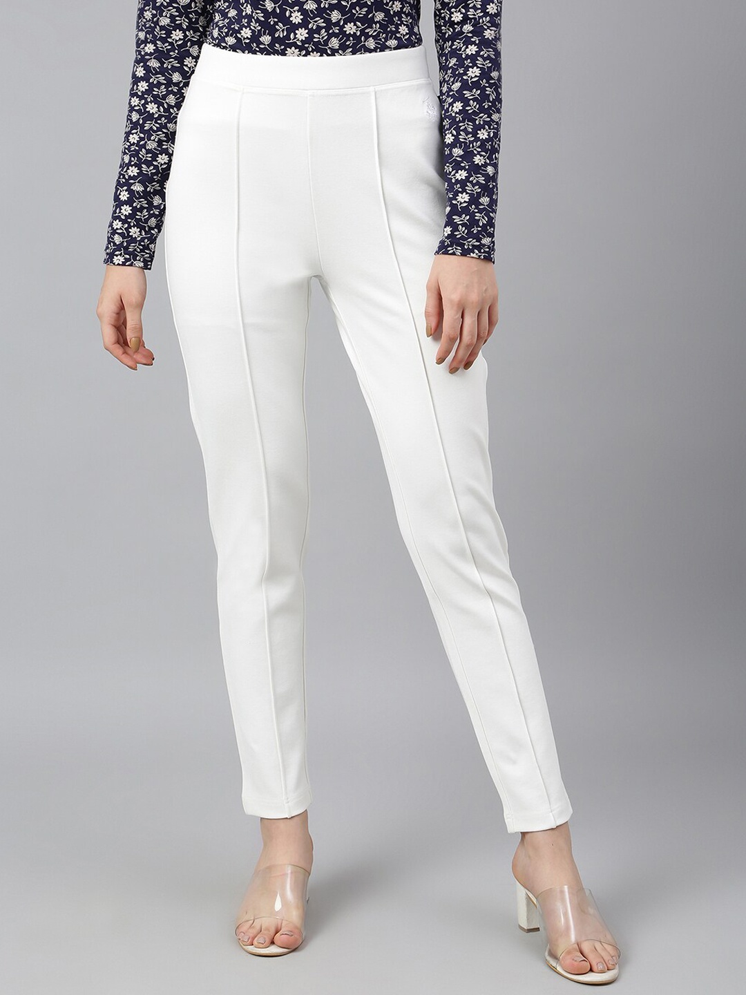 

Beverly Hills Polo Club Women Skinny Fit Pleated Trouser, White