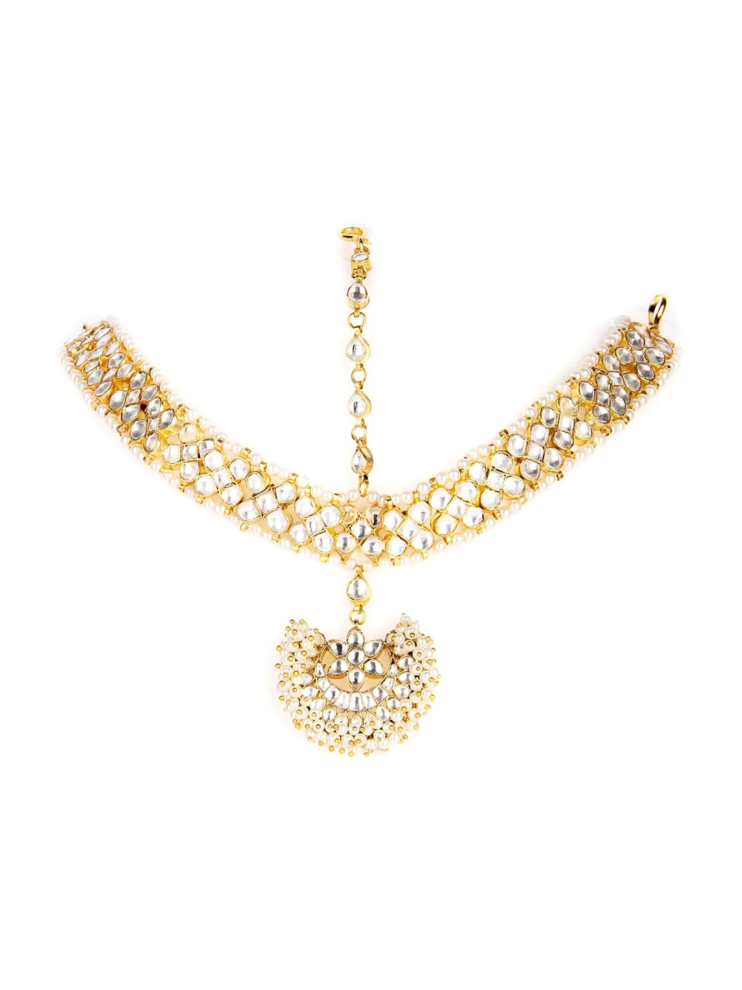 

AURAA TRENDS 22 Kt Gold-Plated Kundan Studded Mathapatti