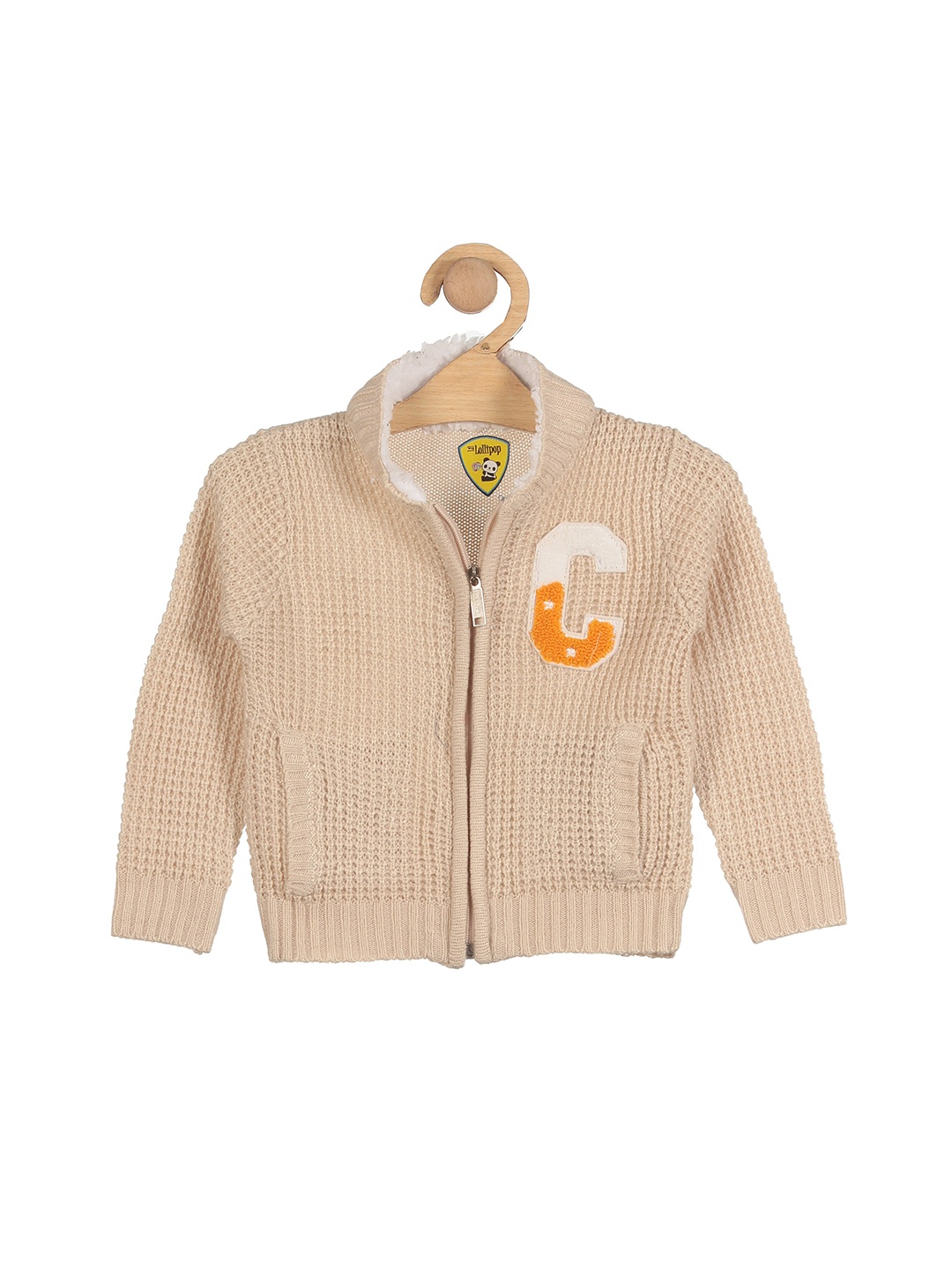 

Lil Lollipop Girls Cable Knit Pullover with Zip Detail, Cream