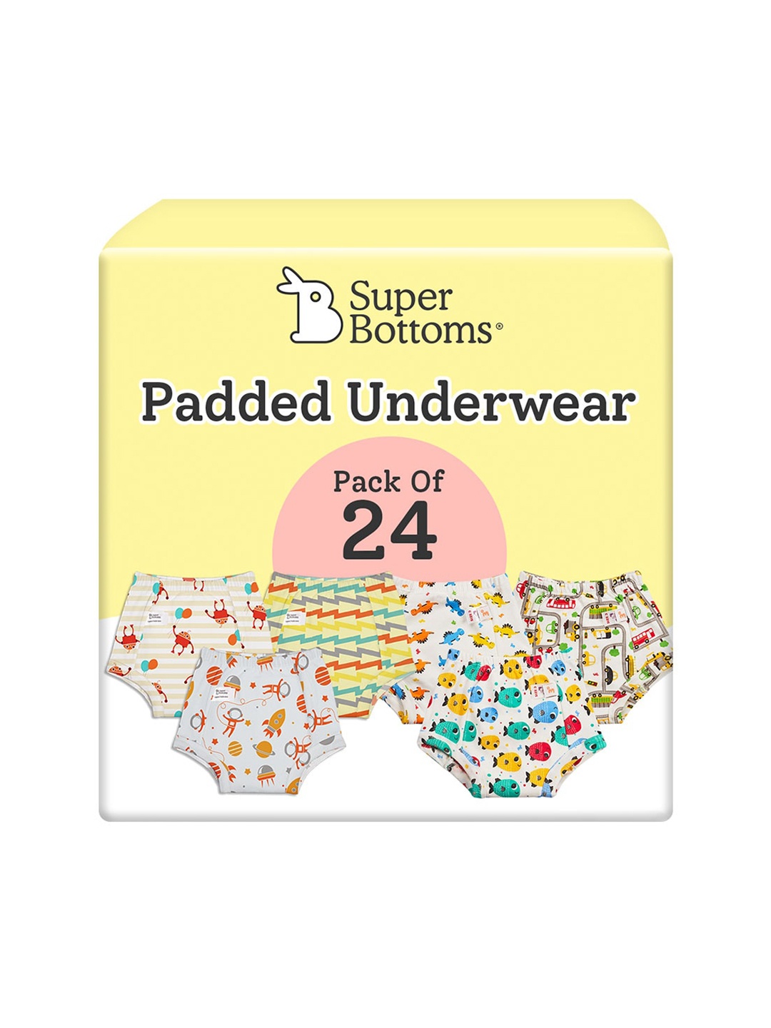 

SuperBottoms Kids Pack Of 24 Padded Sustainable Underwear, White