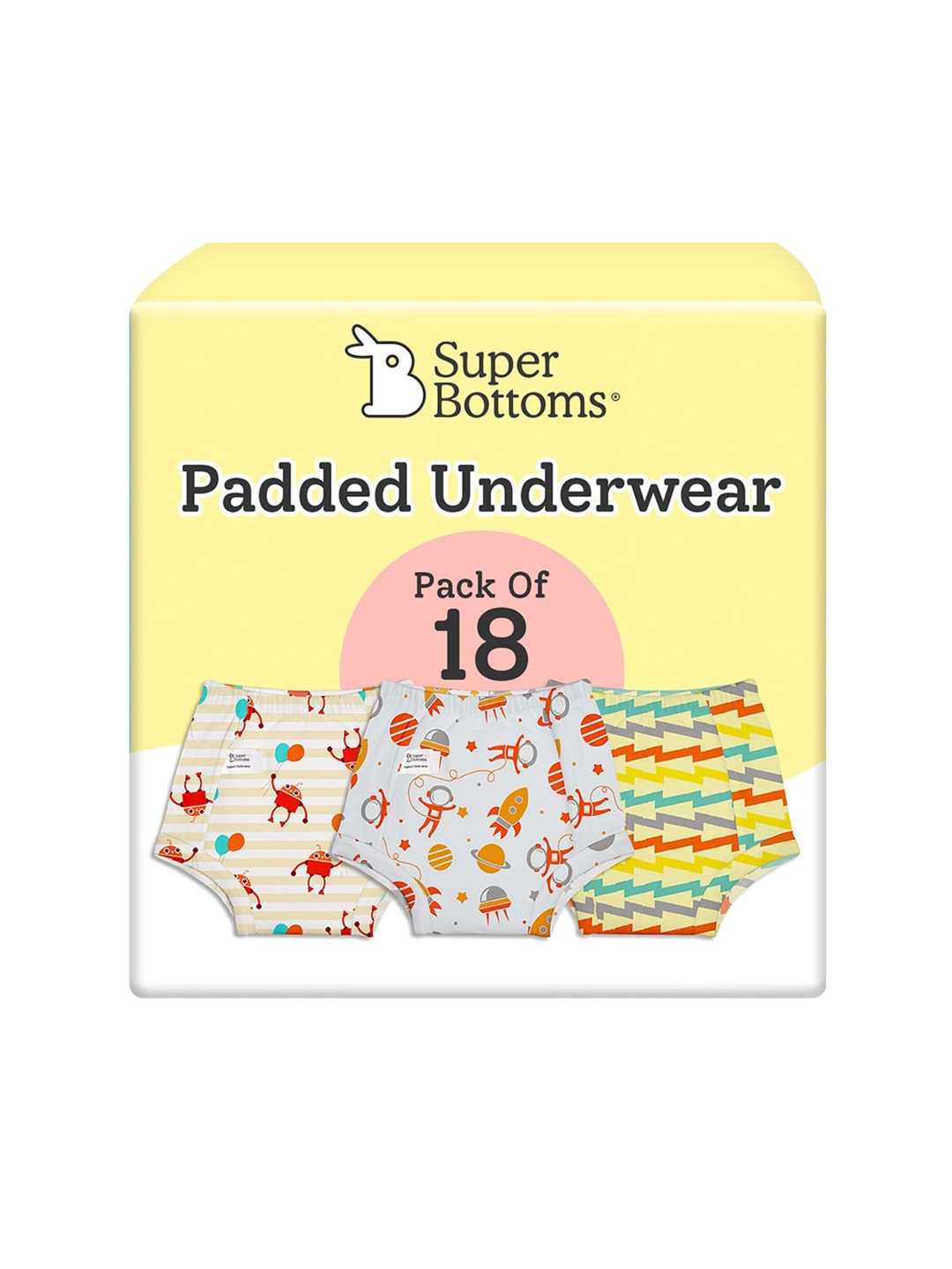 

SuperBottoms Infants Set Of 18 Printed SustainableCotton Padded Diapers, Multi
