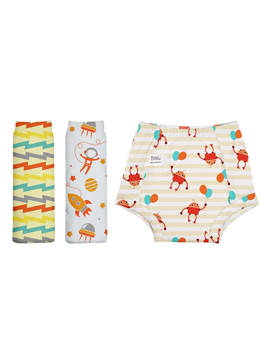 

SuperBottoms Kids Set Of 24 Padded Sustainable Underwear, White