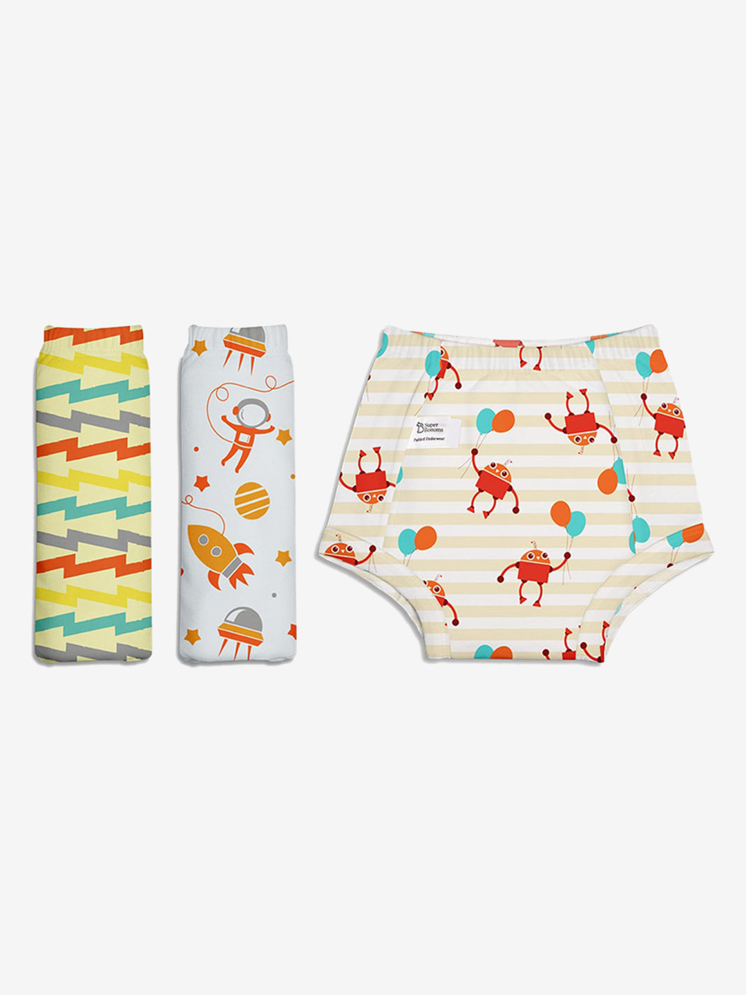 

SuperBottoms Infants Set Of 30 Printed SustainableCotton Padded Diapers, White