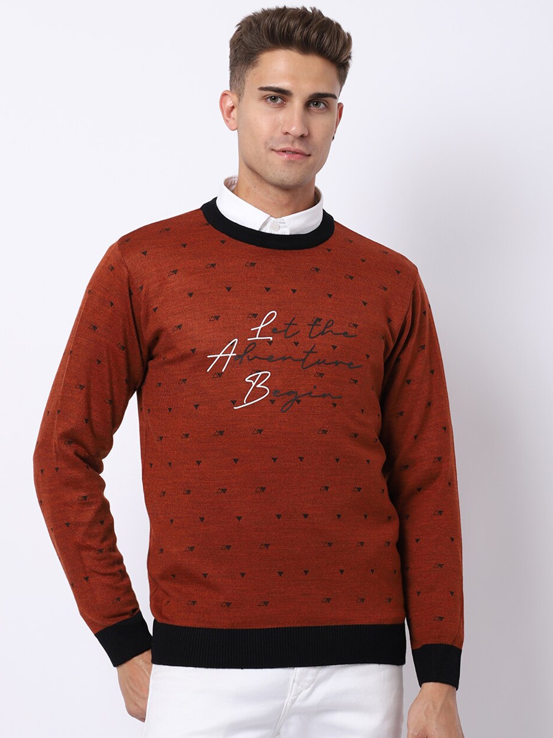 

VENITIAN Men Printed Pullover, Maroon