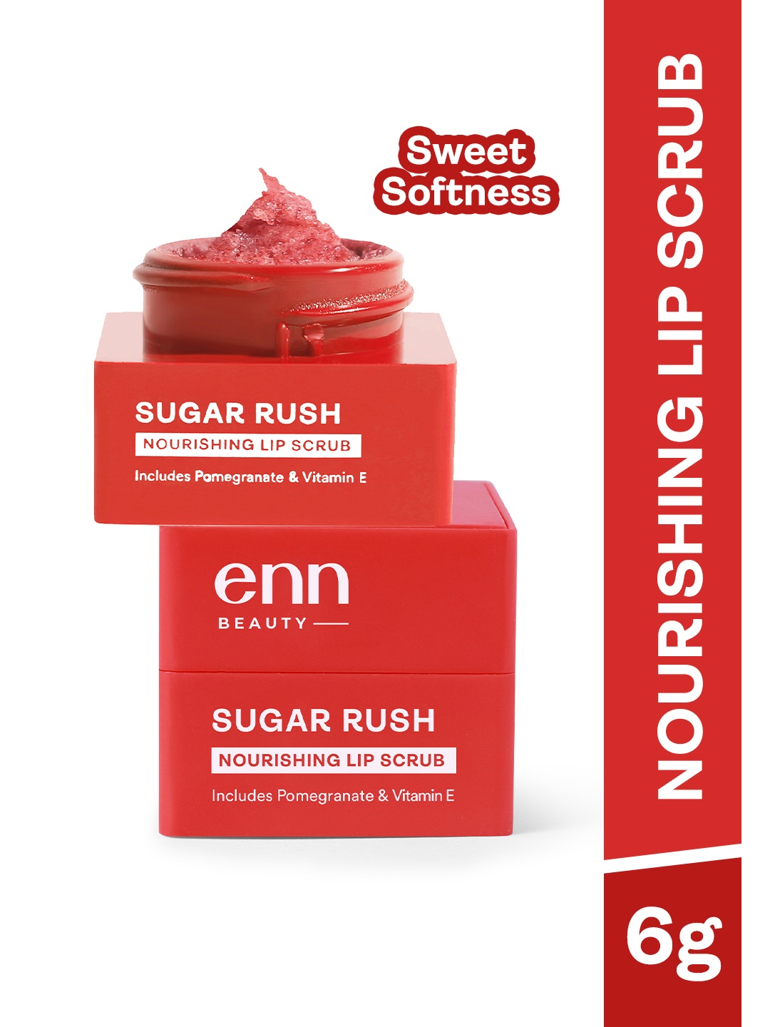 

ENN Nourishing Lip Scrub with Pomegranate & Vitamin E 6 g - Sugar Rush, Red