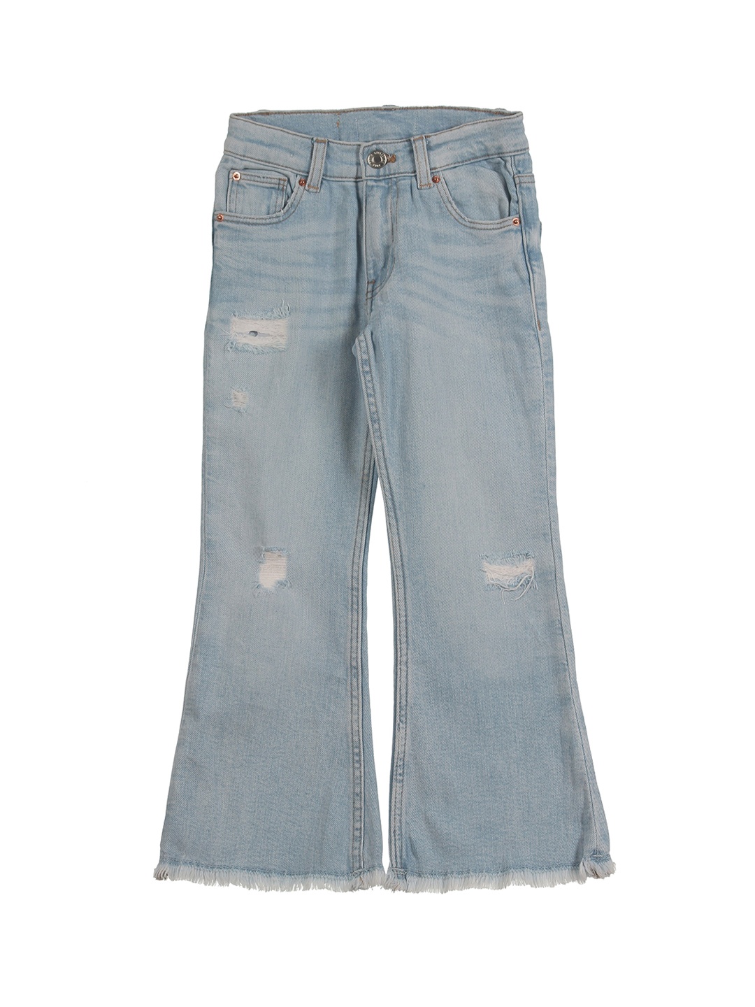 

Lil Lollipop Girls Bootcut Mildly Distressed Light Fade Jeans, Blue