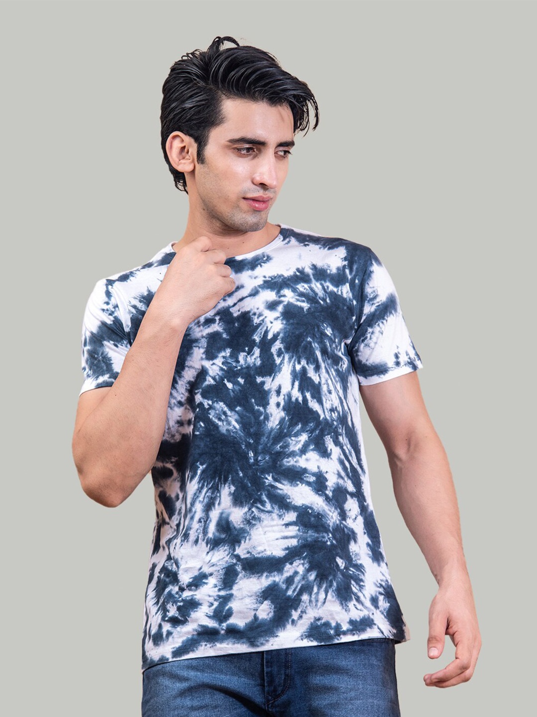 

Tistabene Men Tie and Dye Dyed Cotton T-shirt, Navy blue