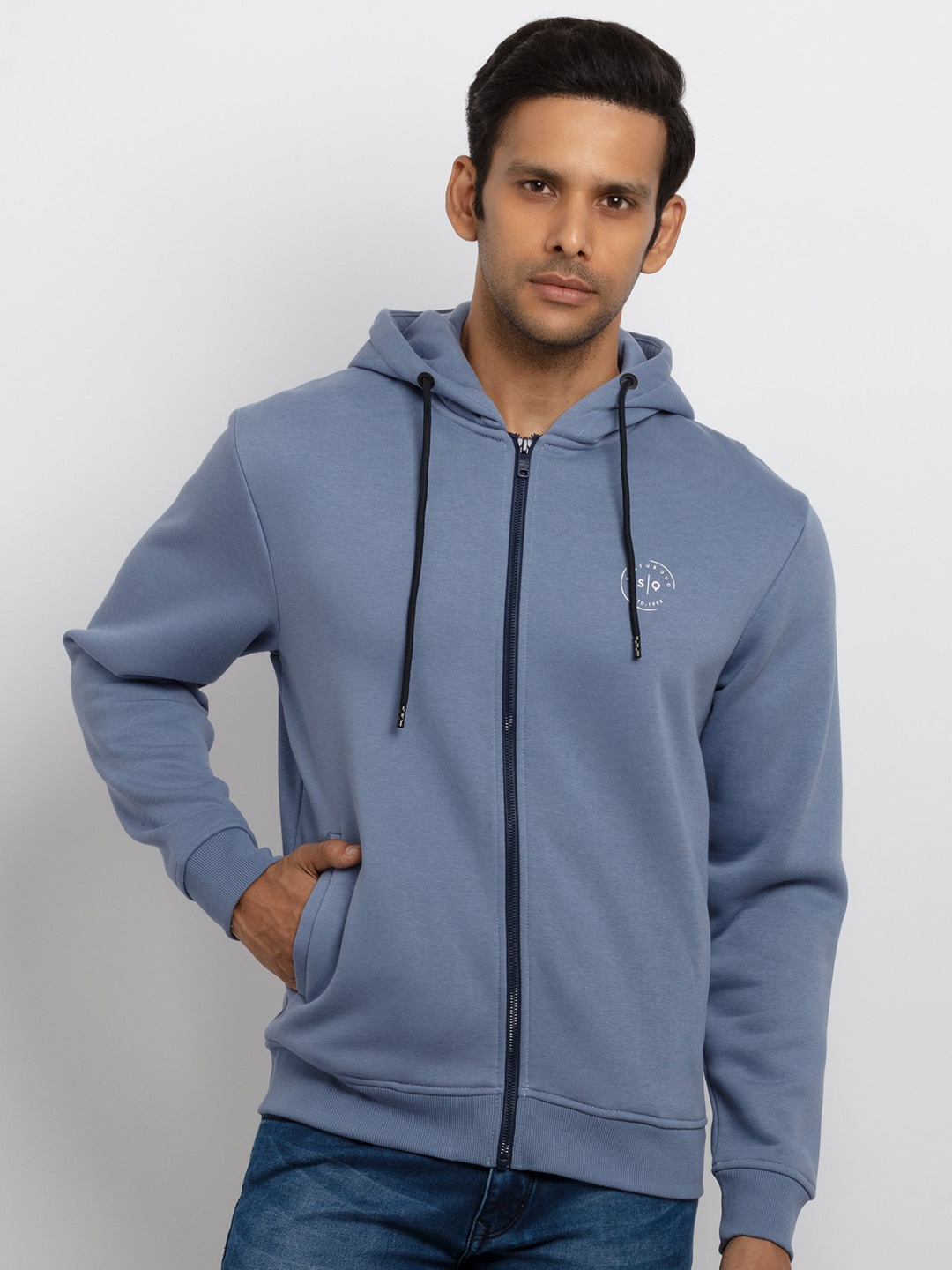 

Status Quo Men Plus Size Hooded Cotton Sweatshirt, Blue
