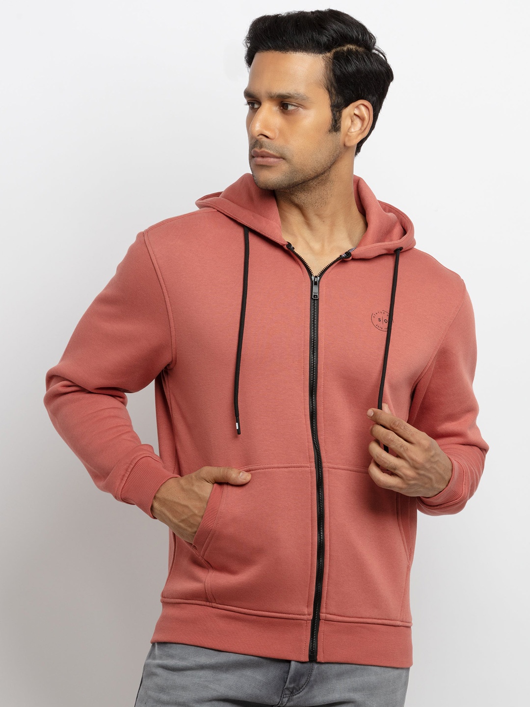 

Status Quo Men Plus Size Hooded Cotton Sweatshirt, Brown