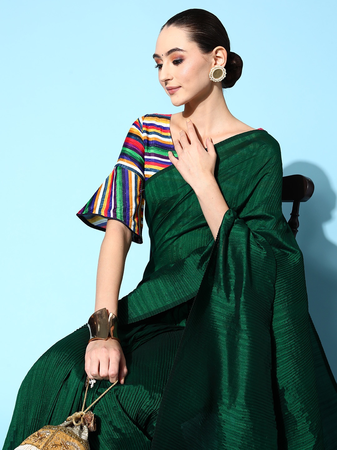 

Shaily Green Accordion Art Silk Saree