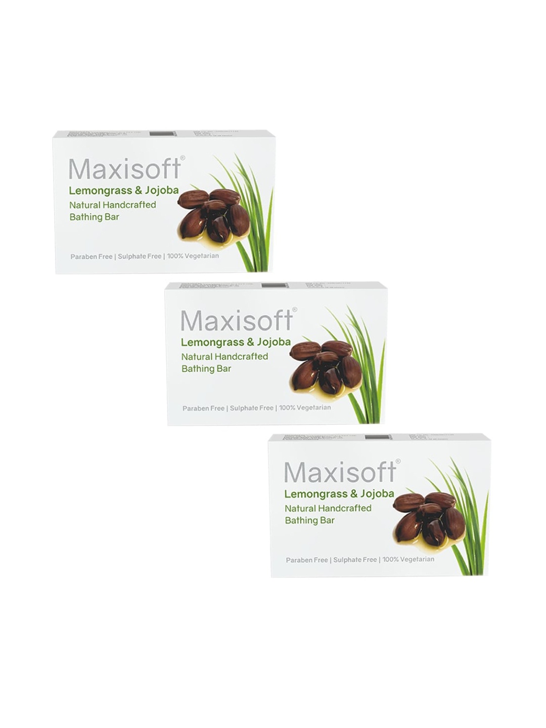 

Maxisoft Set Of 3 Lemongrass & Jojoba Bathing Bar Soap, White