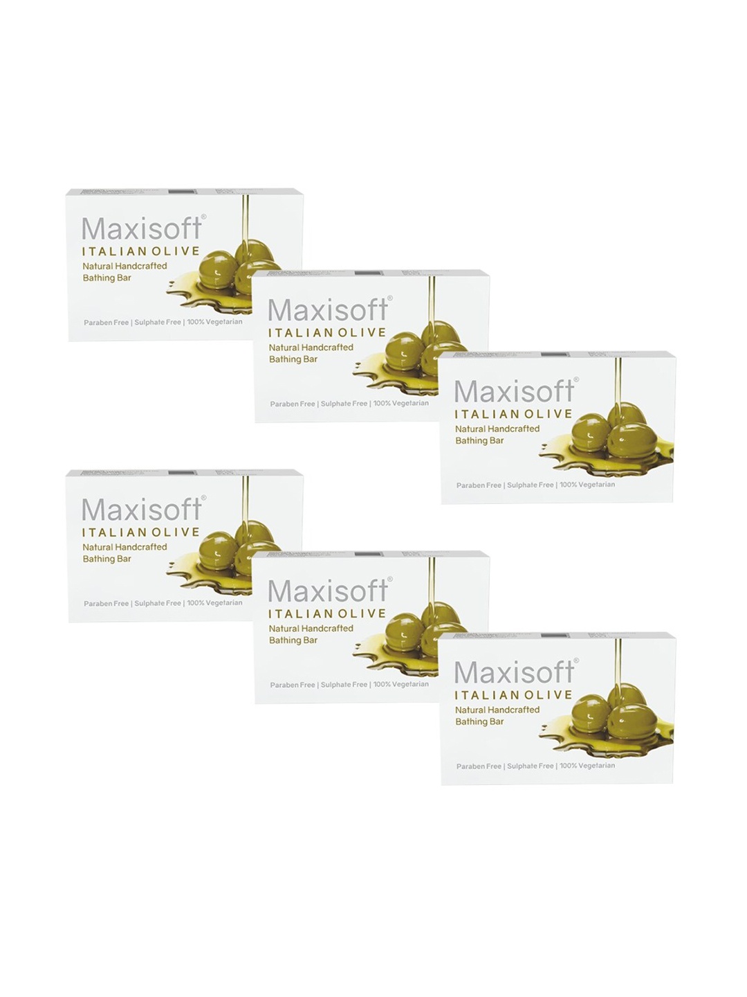 

Maxisoft Set Of 6 Italian Olive Bathing Bar 450gm, White