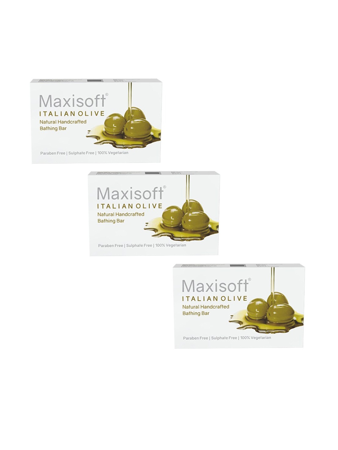 

Maxisoft Set Of 3 Italian Olive Bathing Bar 75 g Each, White