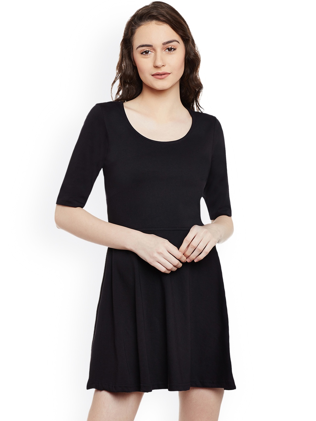 

Miss Chase Women Black Solid A-Line Dress