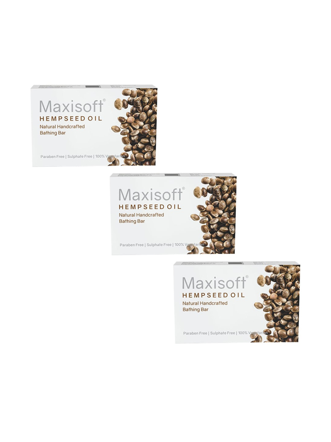 

Maxisoft Set Of 3 Hempseed Oil Moisturizing Bathing bar 75 gm Each, White
