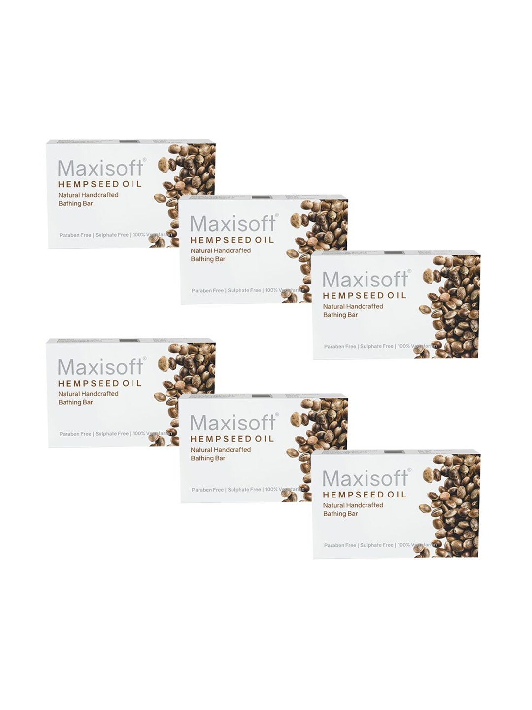 

Maxisoft Set Of 6 Hempseed Oil Moisturizing Bathing Bar Soap, White