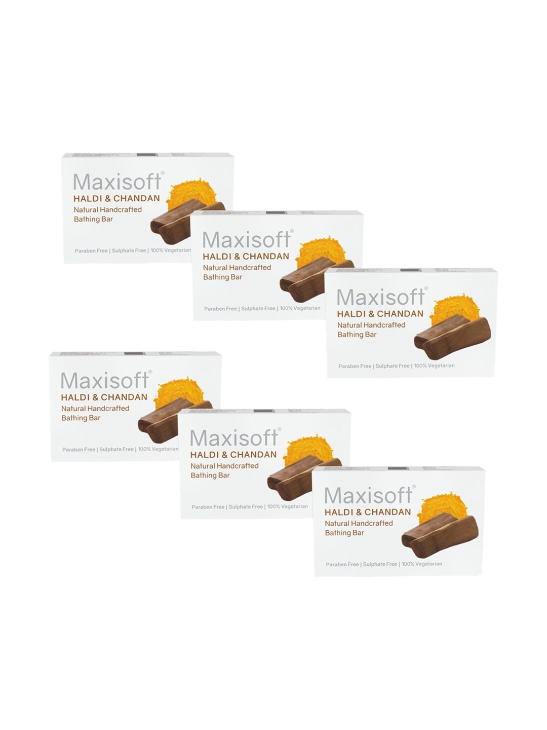 

Maxisoft Set Of 6 Haldi Chandan Bathing Bar Soap, White