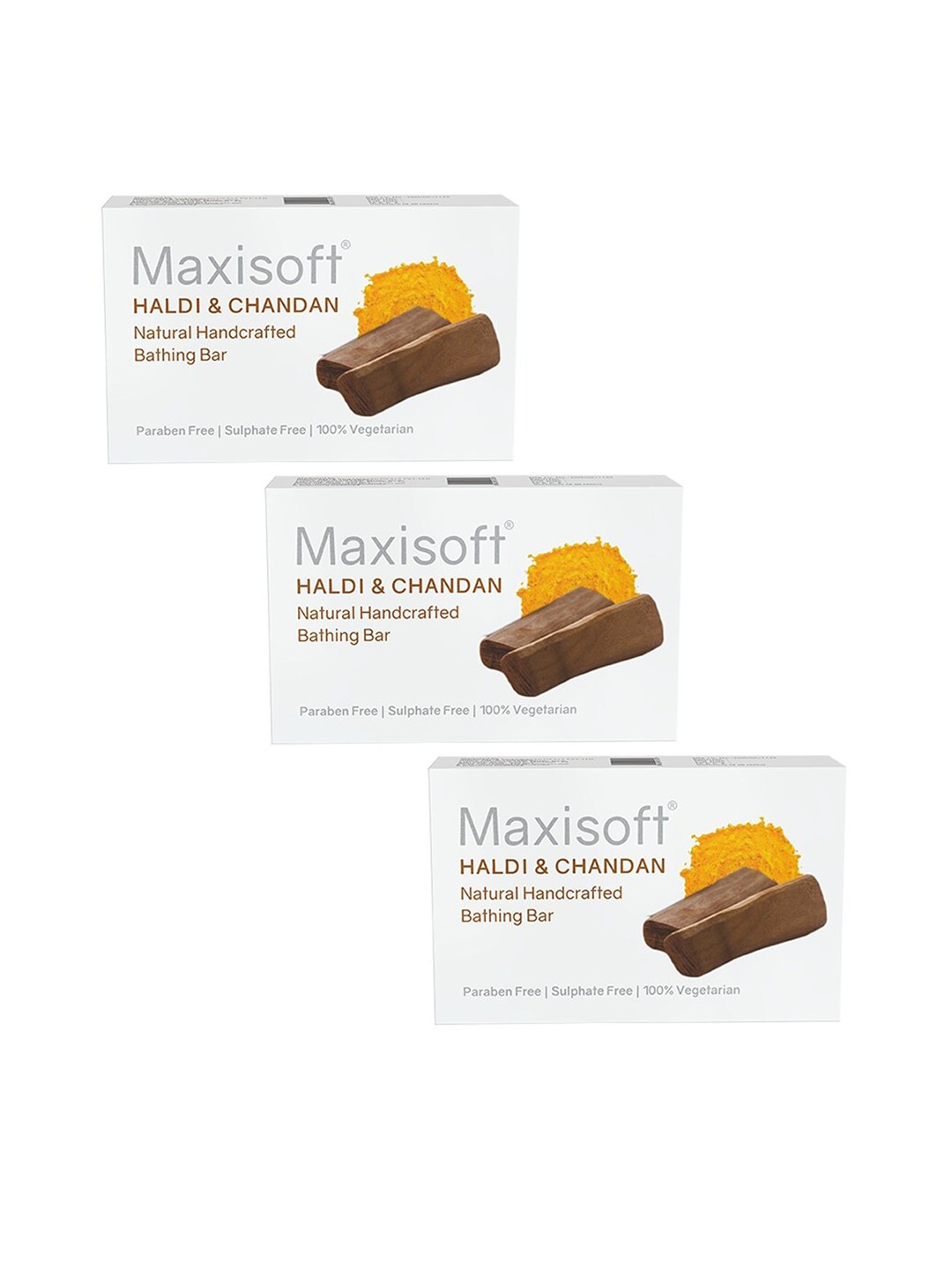 

Maxisoft Set Of 3 Haldi Chandan Bathing Bar 75 g Each, White