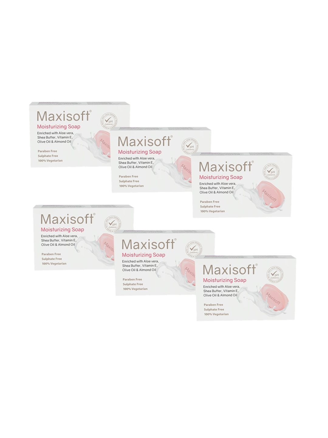 

Maxisoft Set Of 6 Moisturizing Soap 75 gm Each, White