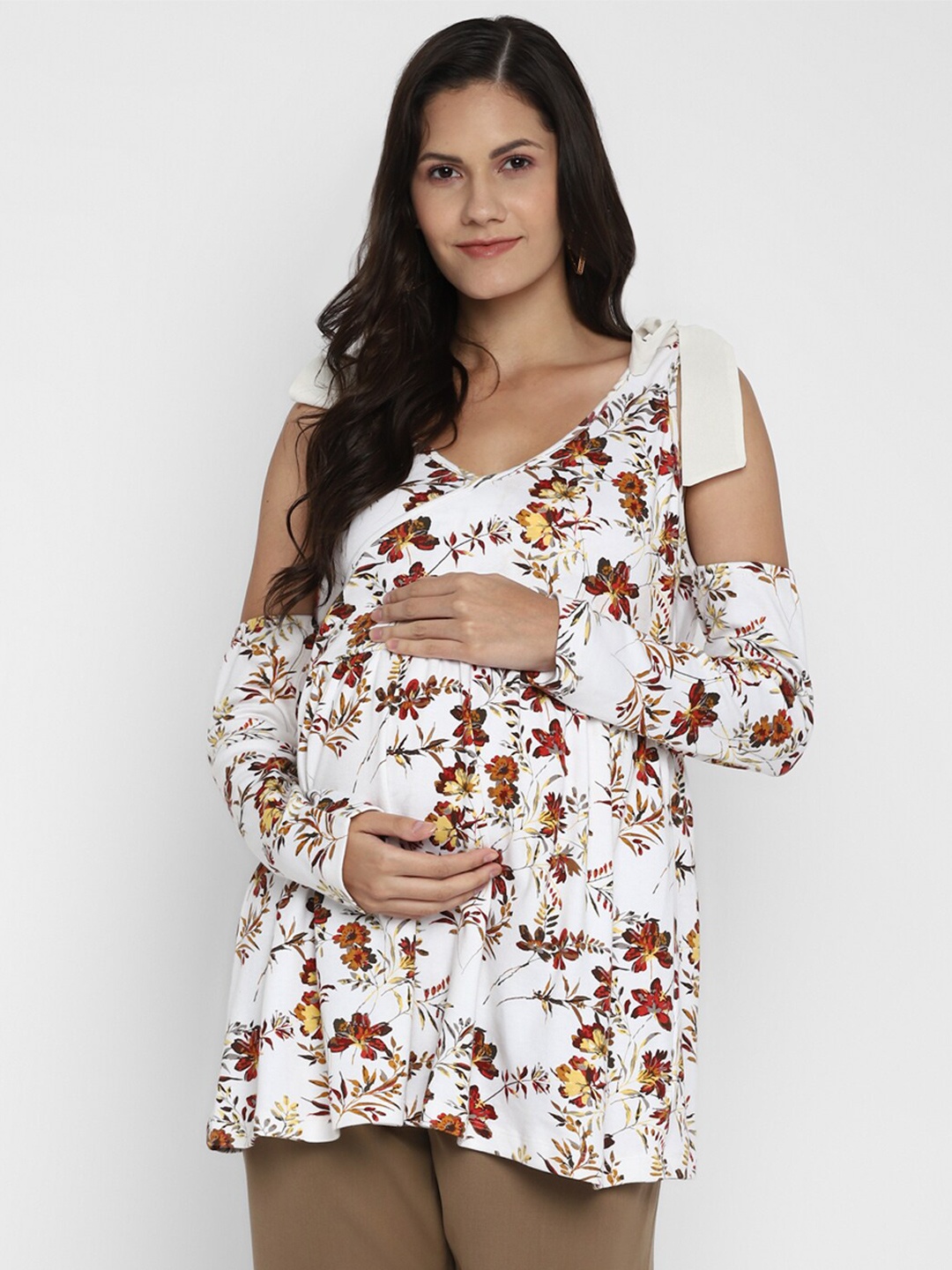 

Momsoon Maternity Women White Floral Print Top