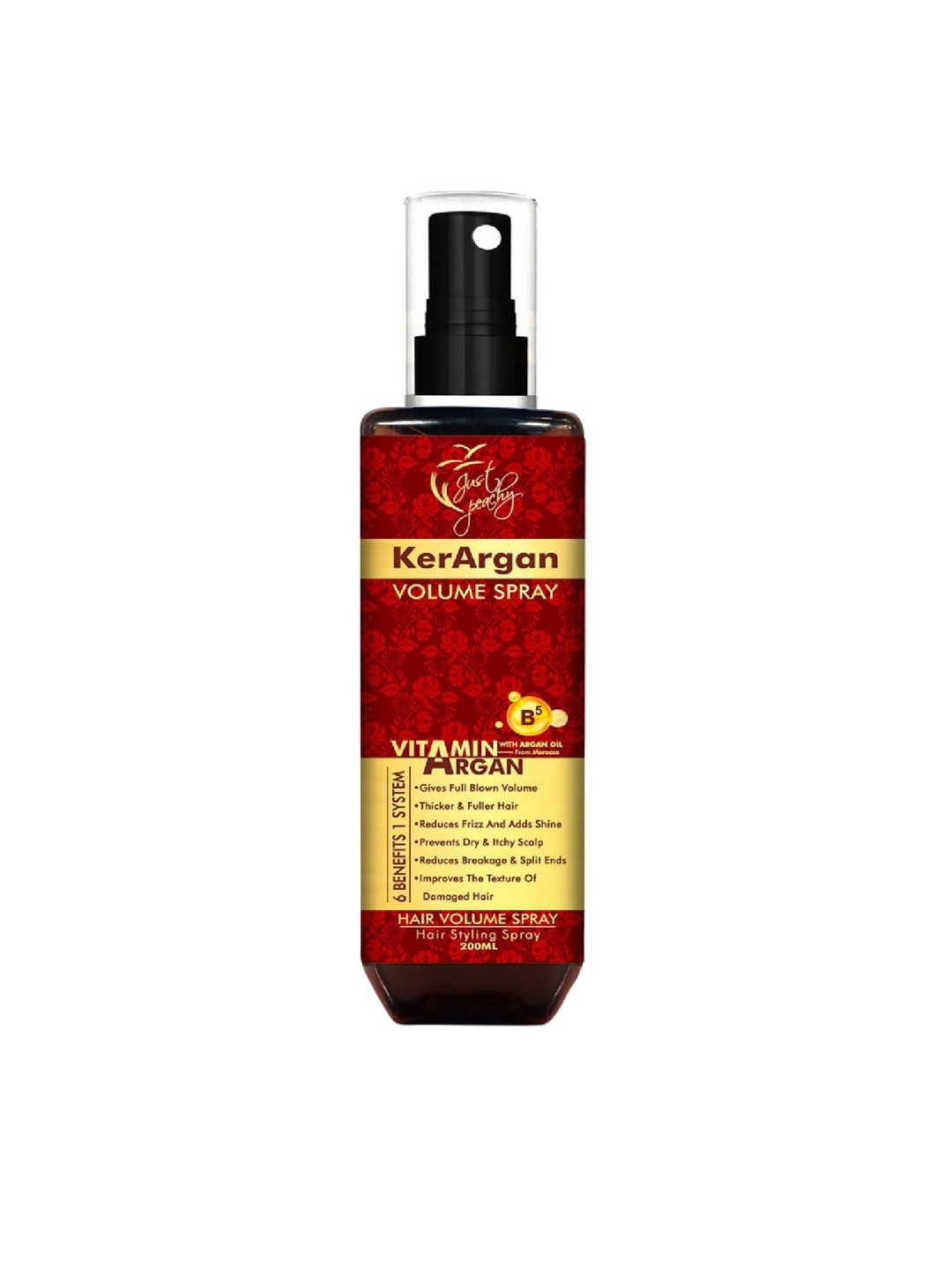 

Just Peachy Kerargan Vitamin B5 & Argan Oil Volume Hair Spray 200ml, Brown
