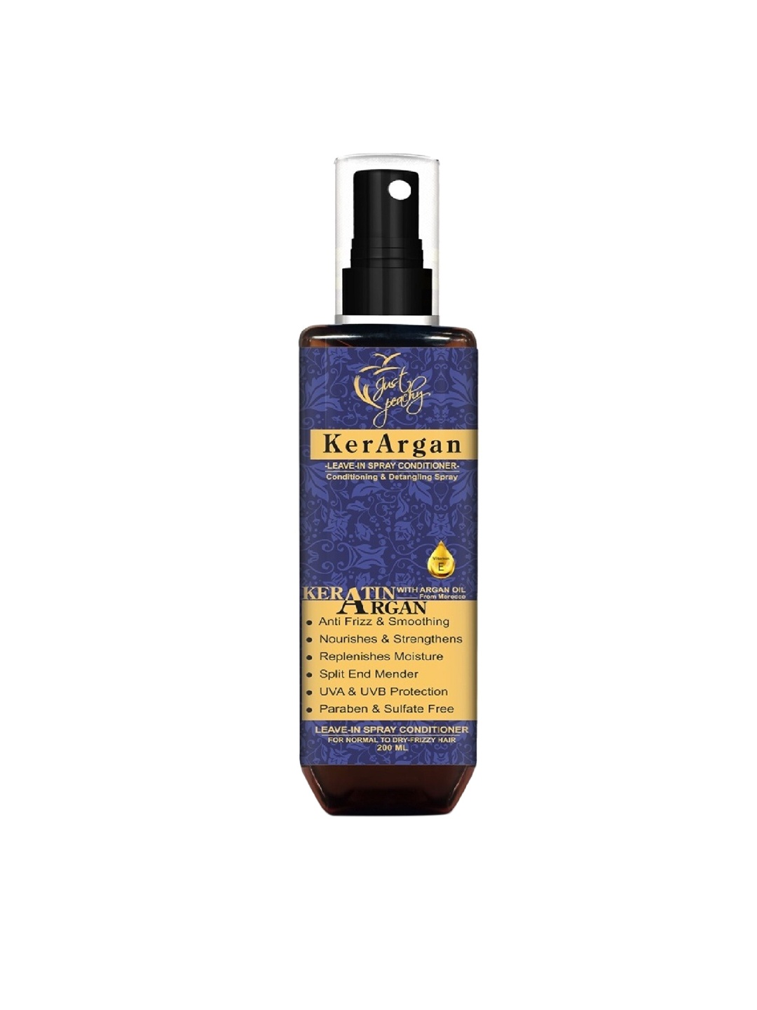 

Just Peachy Kerargan Keratin, Argan Oil & Vitamin E Leave-In Spray Conditioner 200ml, Blue