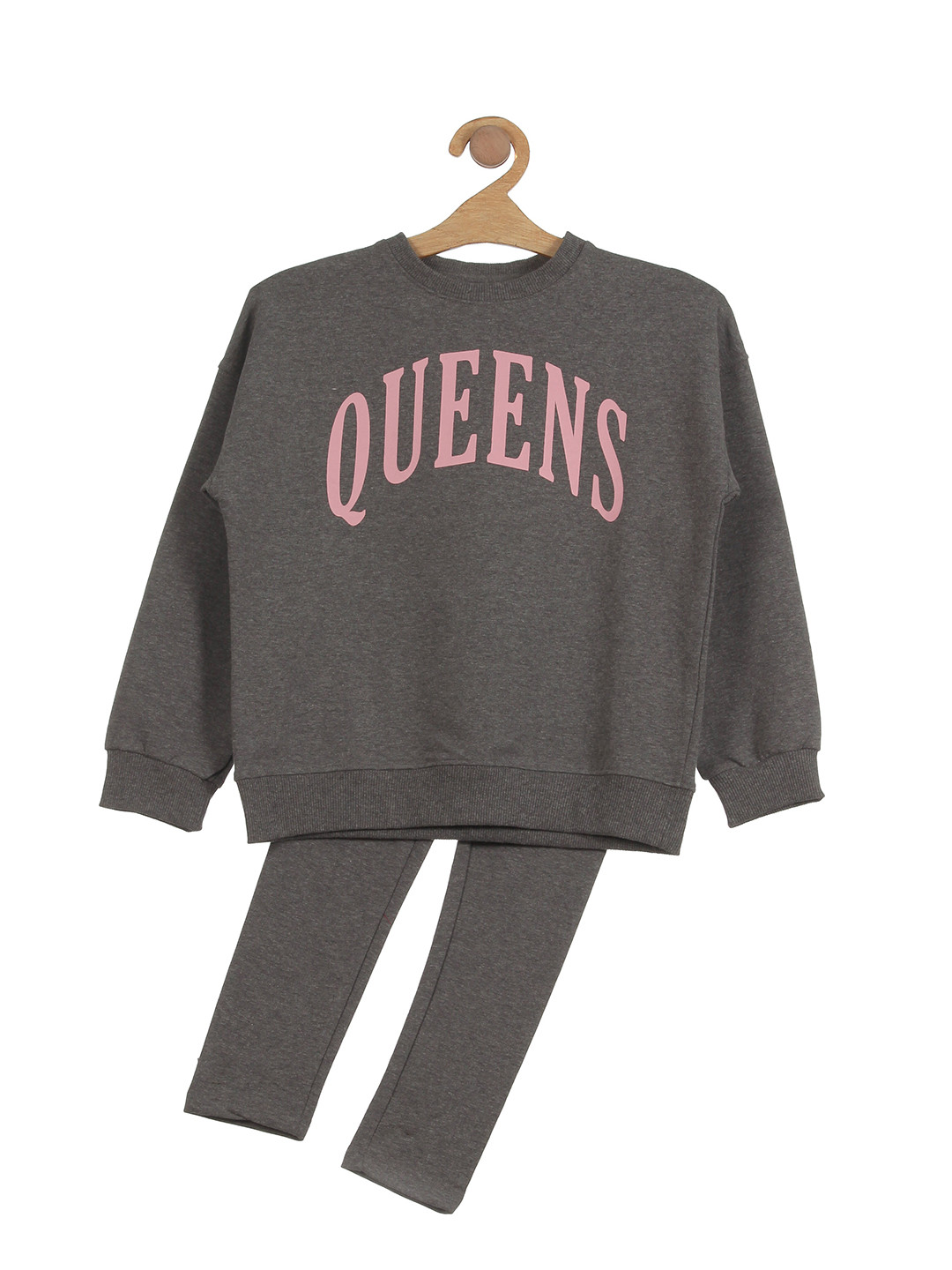 

Lil Lollipop Girls Queens Printed T-shirt with Pyjamas, Charcoal