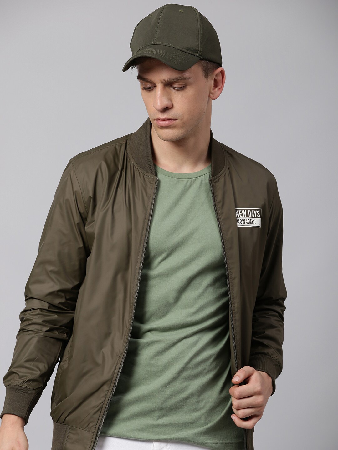 

Dennis Lingo Lightweight Outdoor Bomber with Patchwork Jacket, Olive
