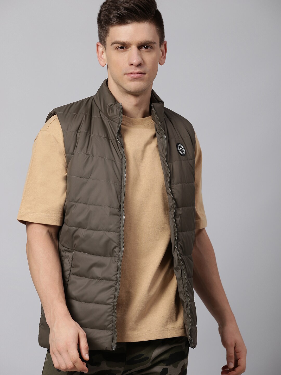 

Dennis Lingo Men Lightweight Outdoor Padded Jacket with Embroidered, Olive