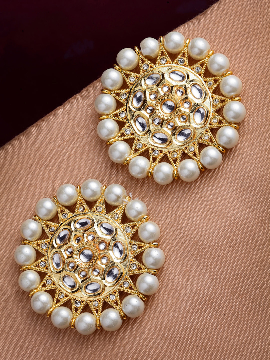 

PANASH Gold-Plated Circular Studs Earrings