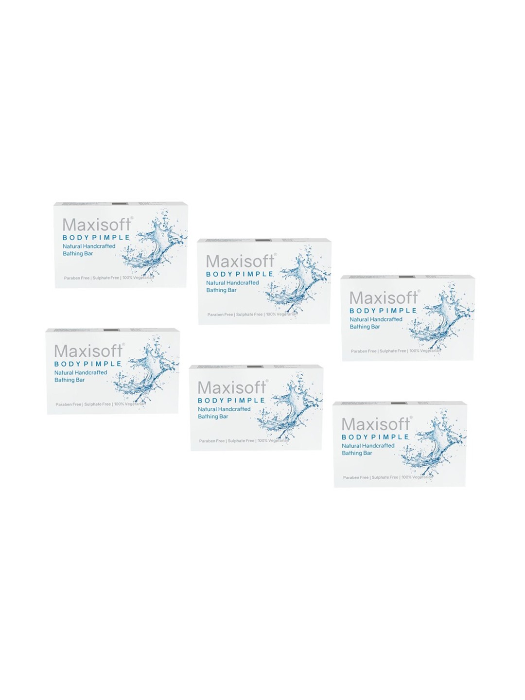 

Maxisoft Set Of 6 Body Pimple Bathing Bar 75 g Each, White