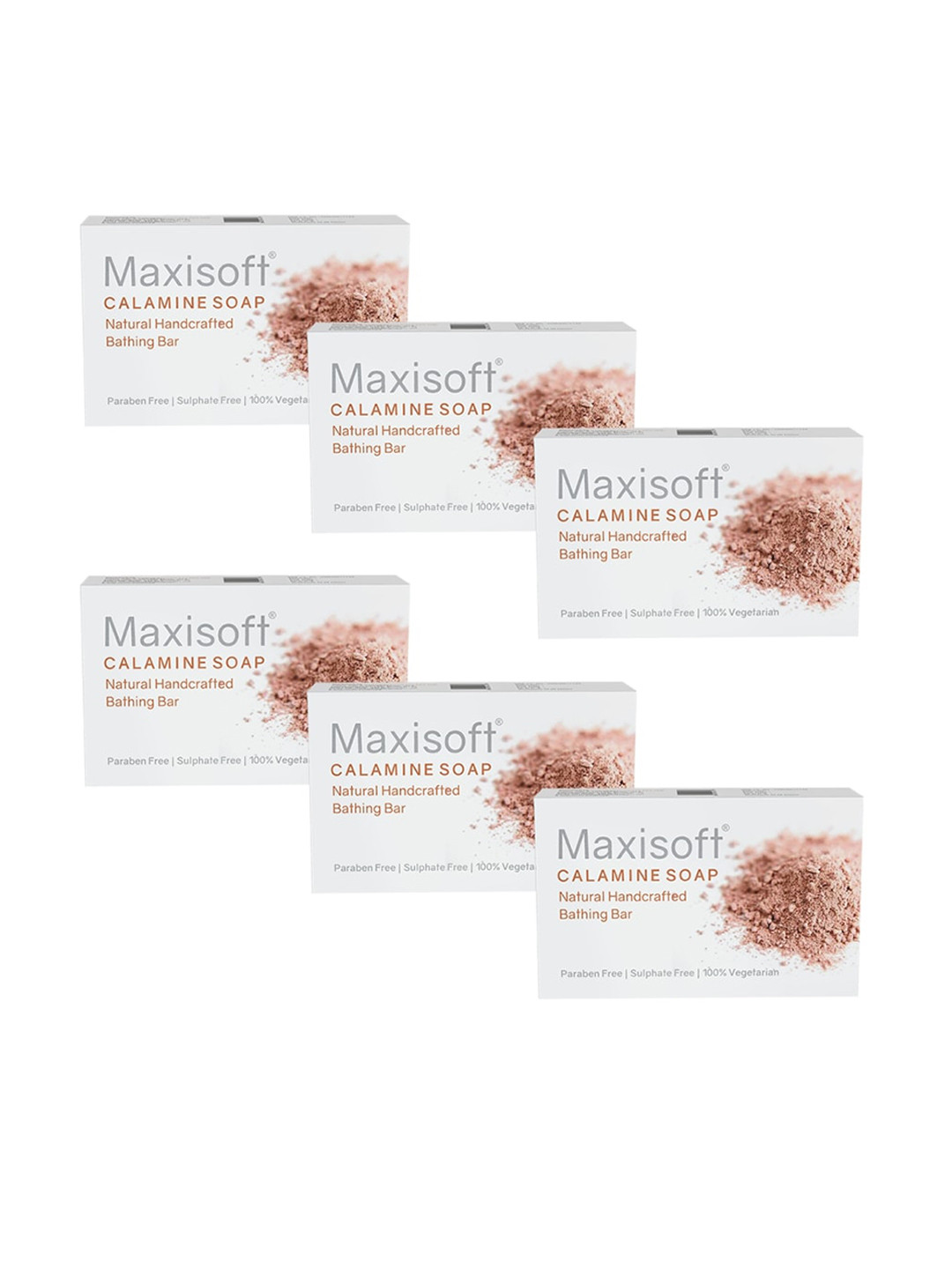

Maxisoft Set Of 6 Calamine Bathing Bar 75 gm, White