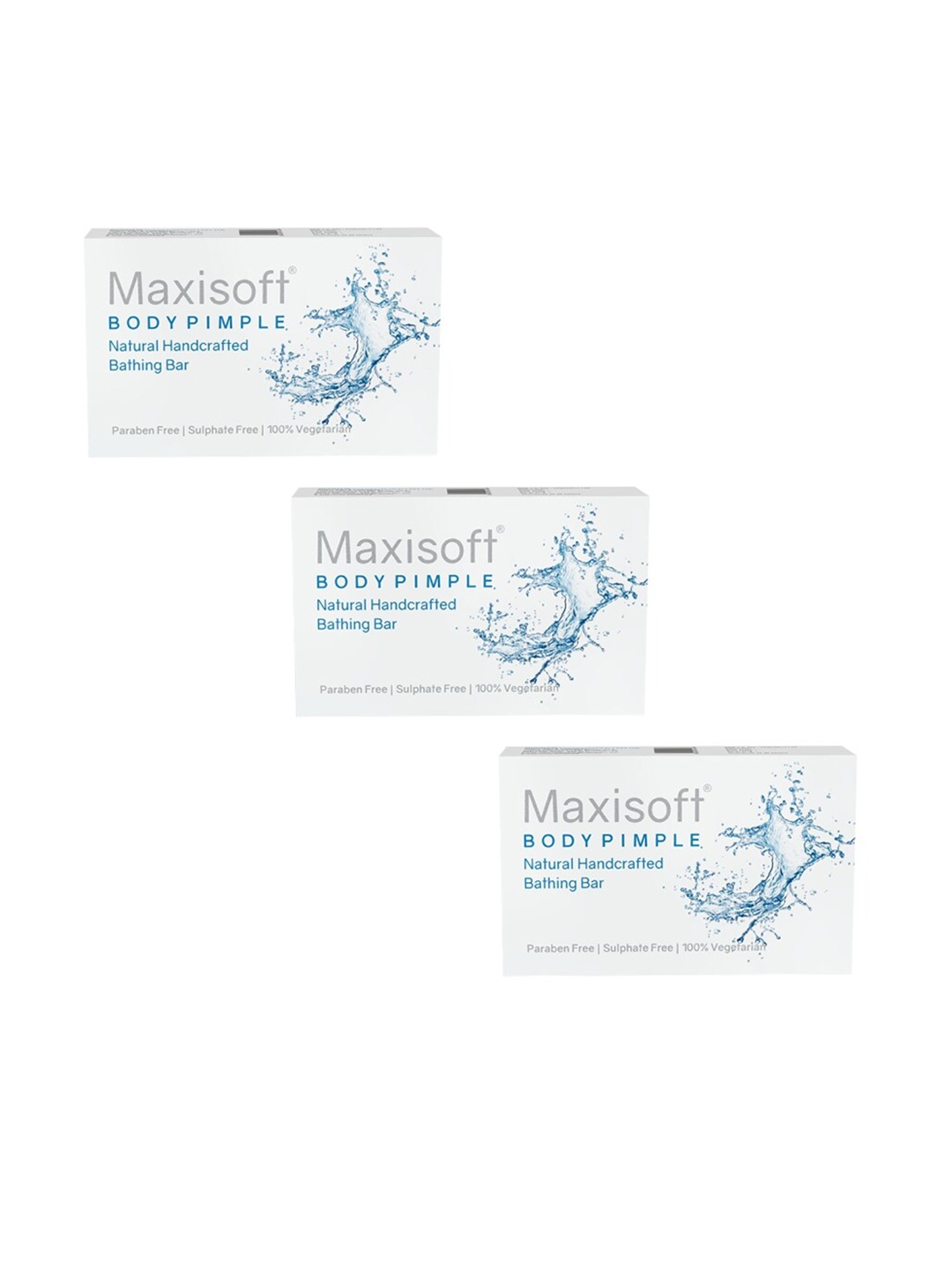 

Maxisoft Set Of 3 Body Pimple Bathing Bar 75 g Each, White