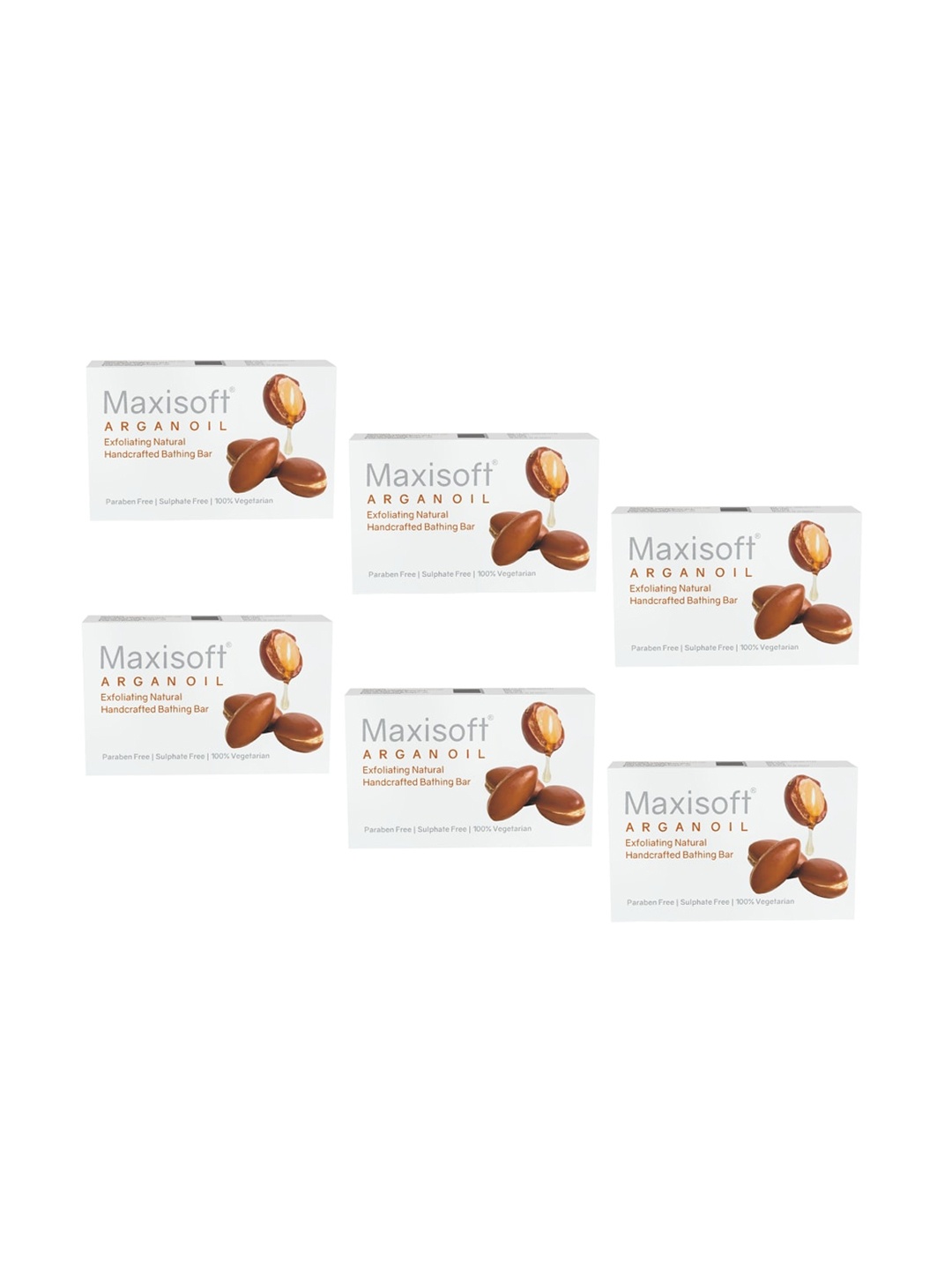 

Maxisoft Set Of 6 Almond Olive Honey Natural Handcrafted Bathing Soap - 75 g, Brown