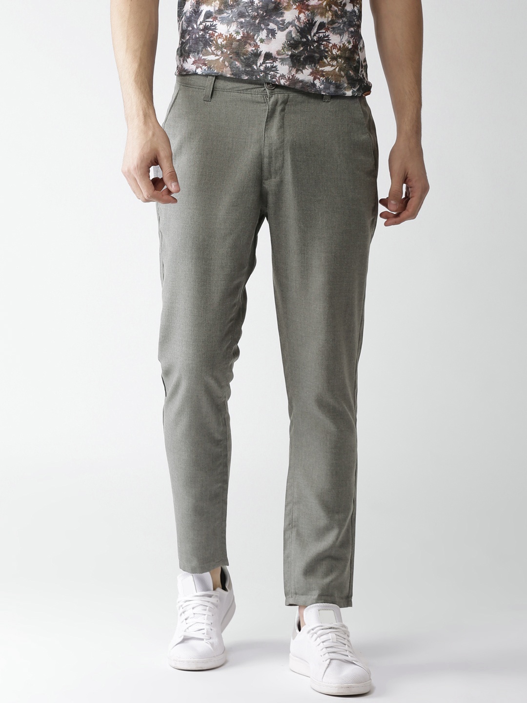 

Mast & Harbour Men Grey Regular Fit Solid Trousers