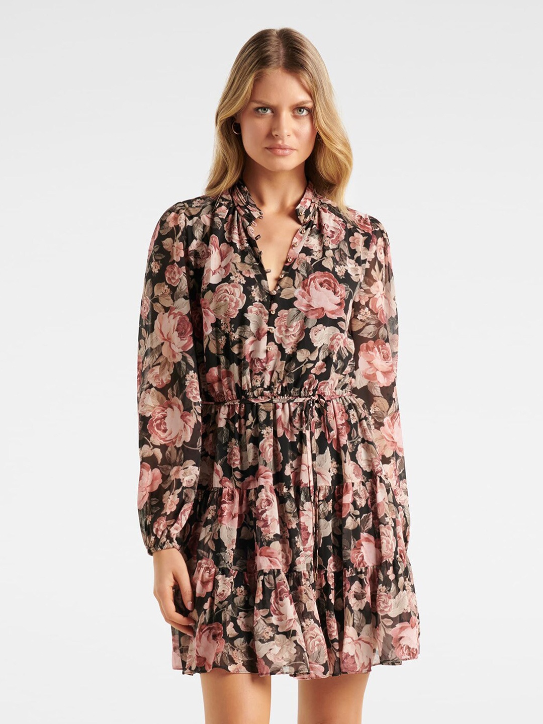 

Forever New Fit and Flare Floral Dress, Black