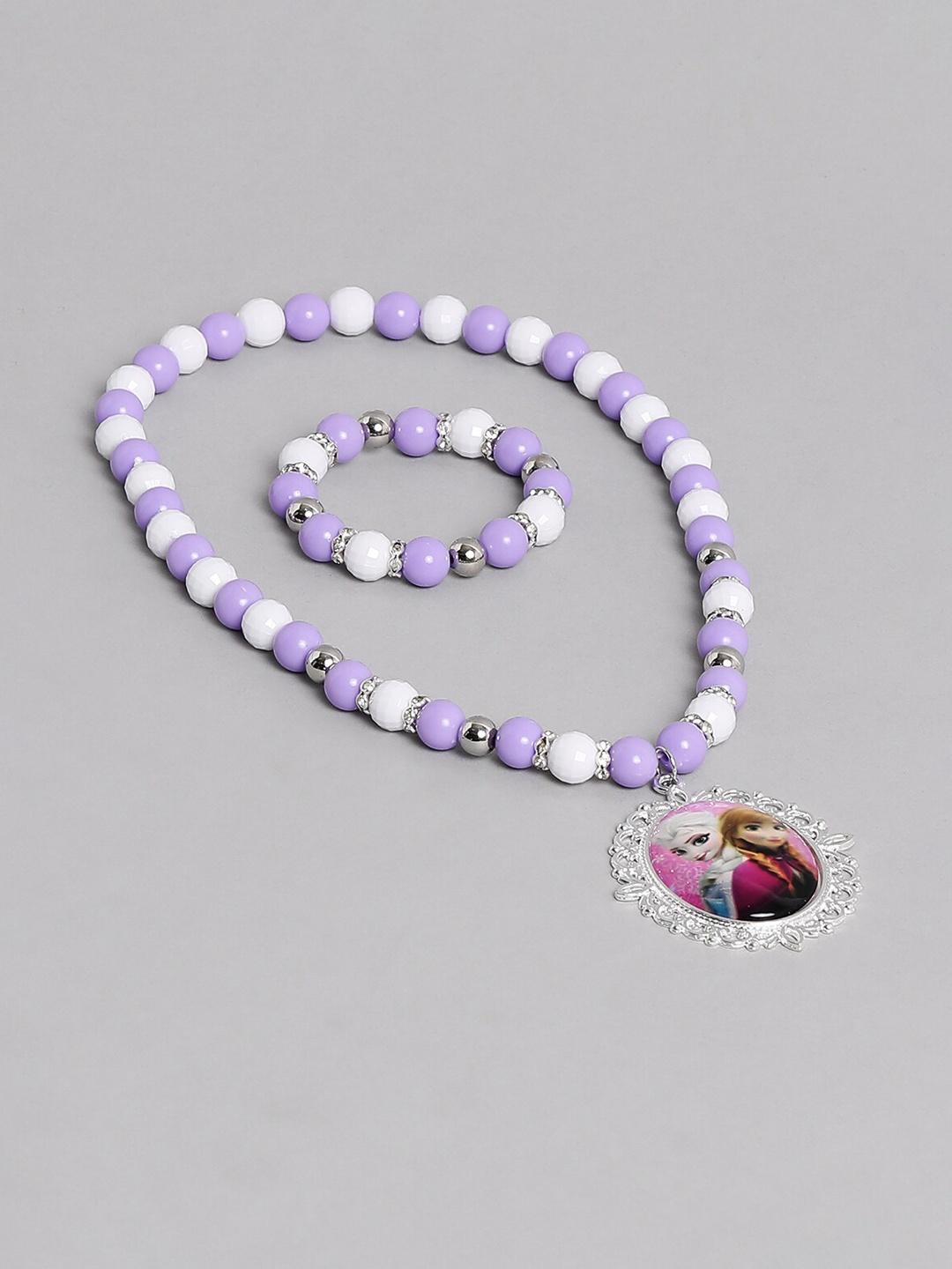 

EL REGALO Girls Silver-Plated Beaded Frozen Princess Jewellery Set