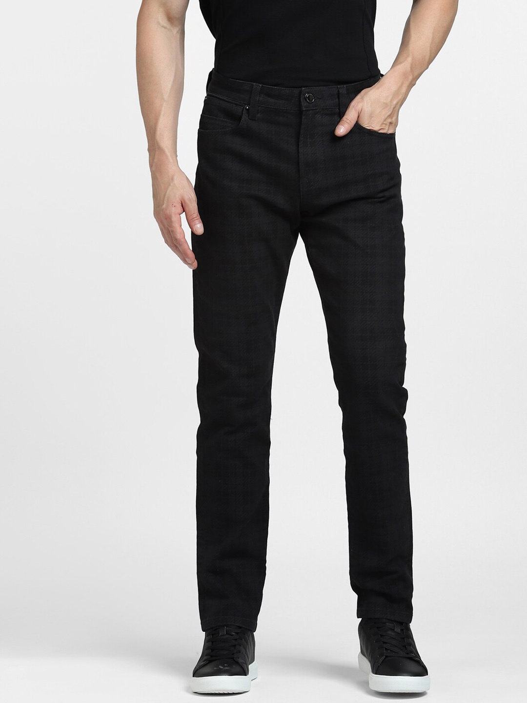 

Jack & Jones Men Slim Fit Low-Rise Printed Jeans, Black