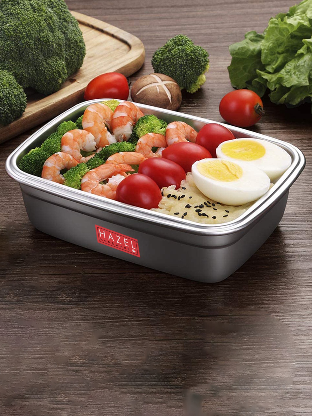 

HAZEL Dishwasher Safe Solid Stainless Steel Kitchen Storage Lunch Box, Silver