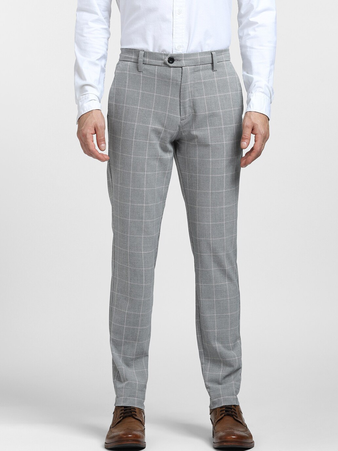 

Jack & Jones Men Checked Formal Trouser, Grey